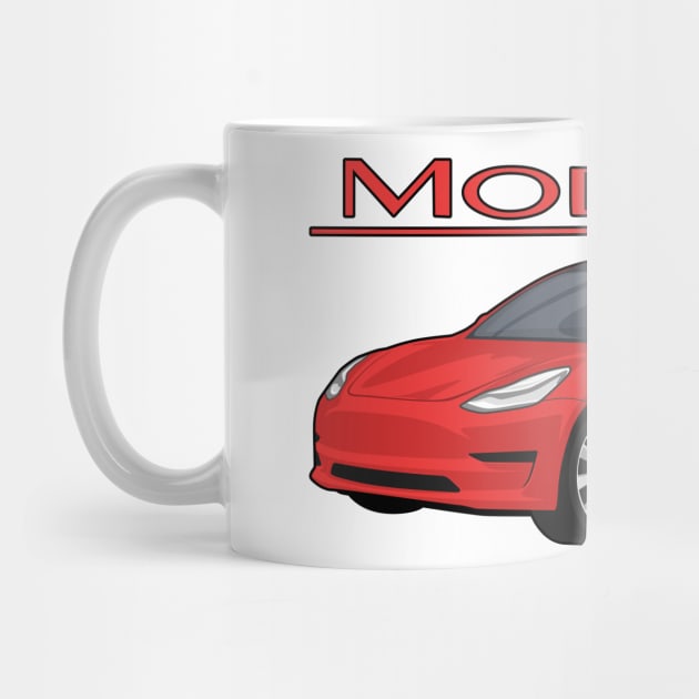 The Model 3 Car electric vehicle red by creative.z